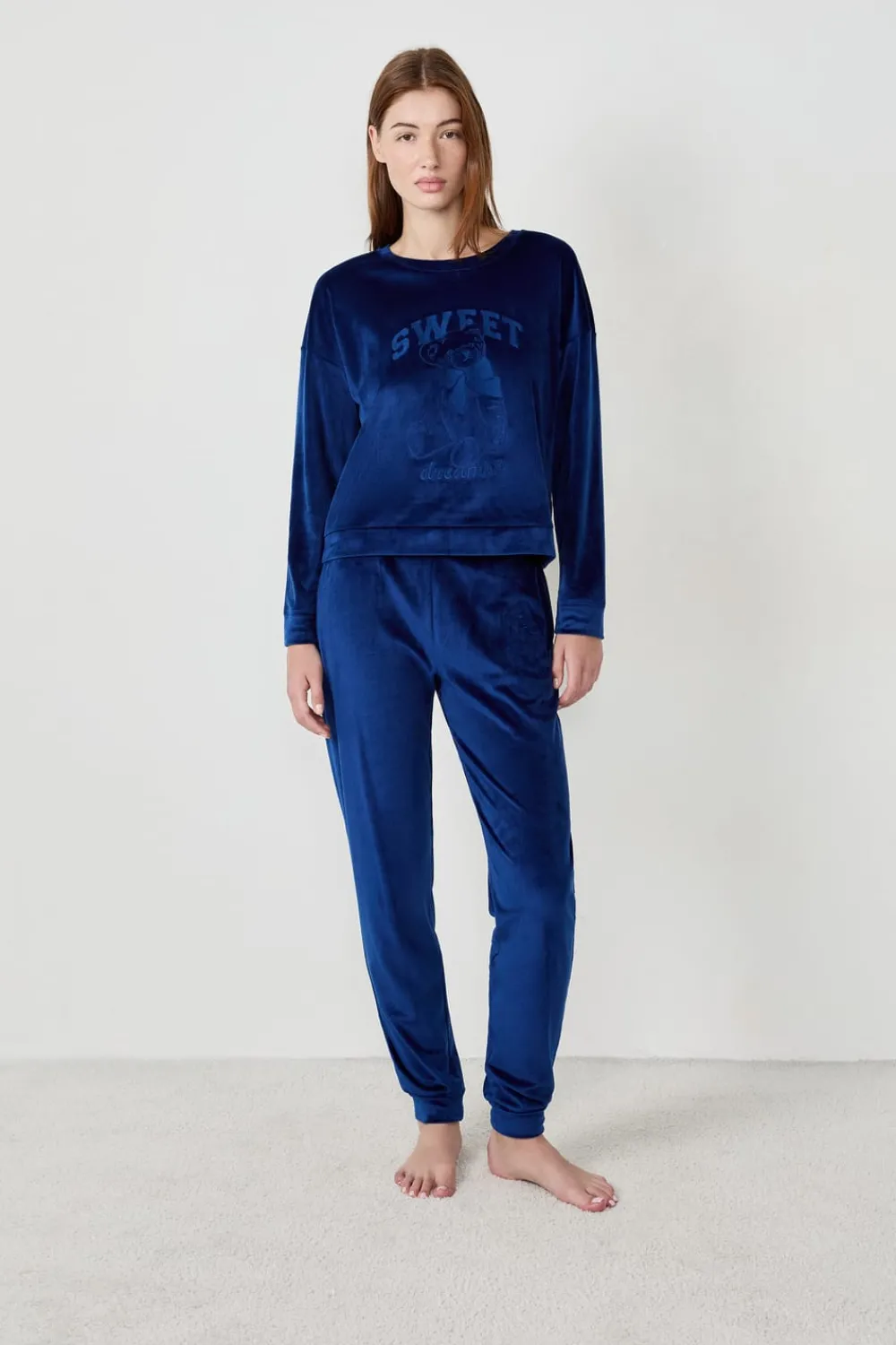ETAM Sudadera de pijama con efecto terciopelo AZUL MARINO