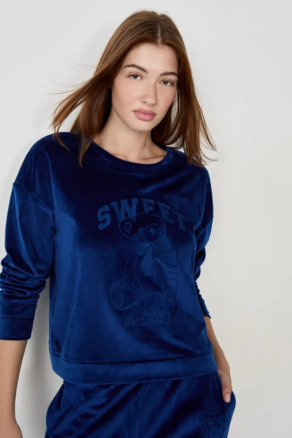 ETAM Sudadera de pijama con efecto terciopelo AZUL MARINO