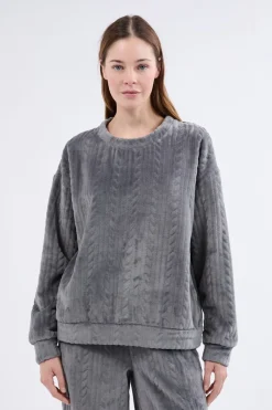 Online ETAM Sudadera de pijama con efecto terciopelo ANTRACITA