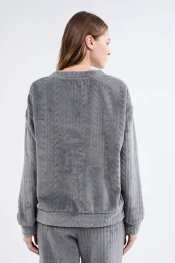 Online ETAM Sudadera de pijama con efecto terciopelo ANTRACITA