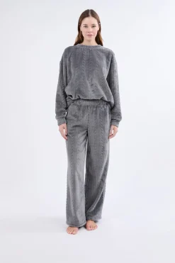 Online ETAM Sudadera de pijama con efecto terciopelo ANTRACITA