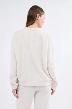 Outlet ETAM Sudadera de pijama con efecto terciopelo CRUDO