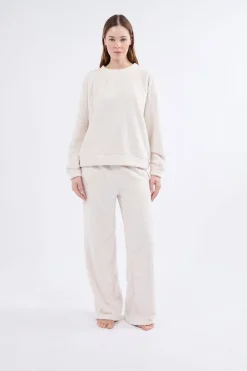 Outlet ETAM Sudadera de pijama con efecto terciopelo CRUDO