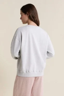 New ETAM Sudadera de pijama con inscripción en algodón GRIS CLARO