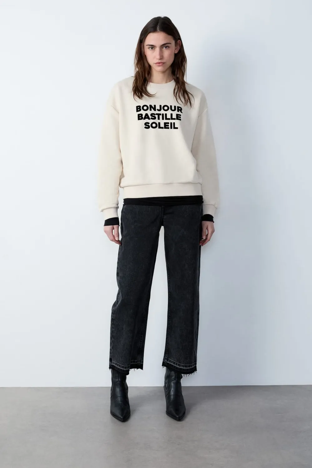 Clearance ETAM Sudadera estampada "Bonjour Bastille Soleil" CRUDO