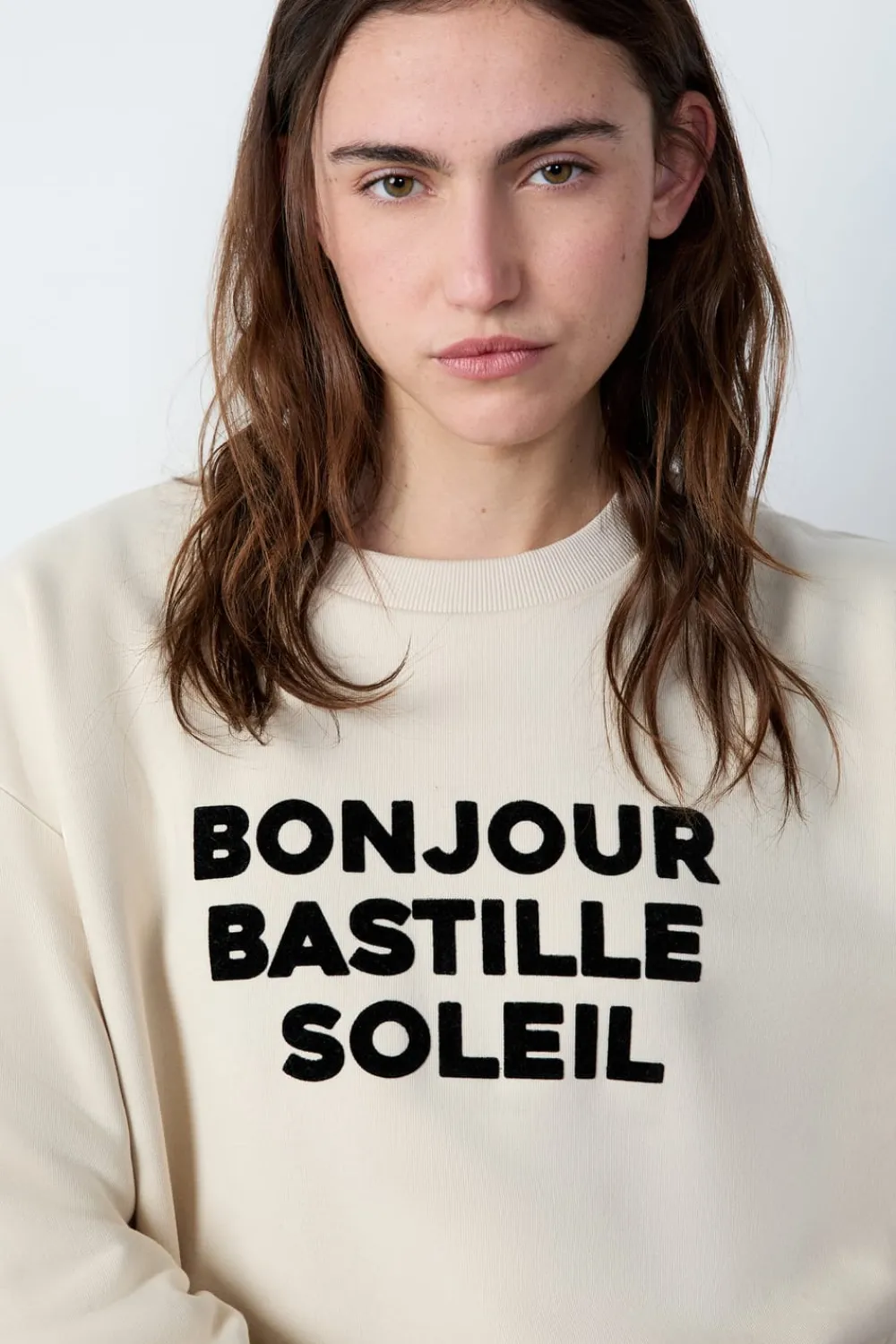 Clearance ETAM Sudadera estampada "Bonjour Bastille Soleil" CRUDO