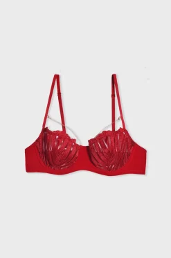Online ETAM Sujetador Nº 9 - Balconnet con detalles de joyería ROJO
