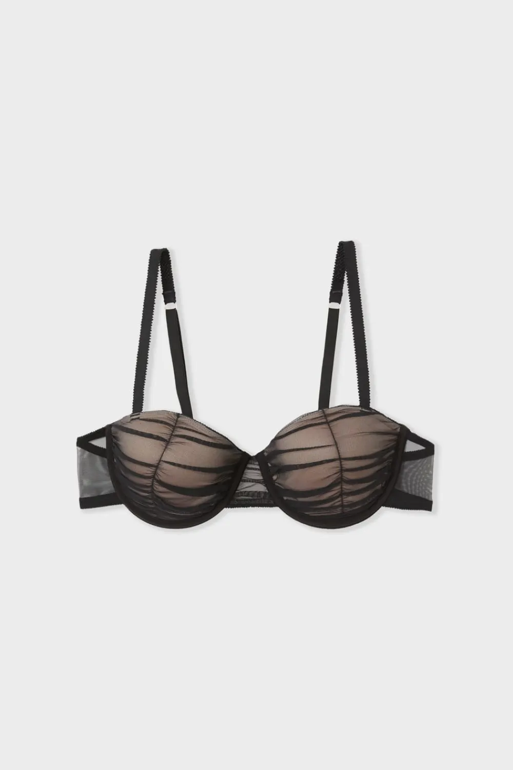 Outlet ETAM Sujetador balconnet con copas finas de tul NEGRO