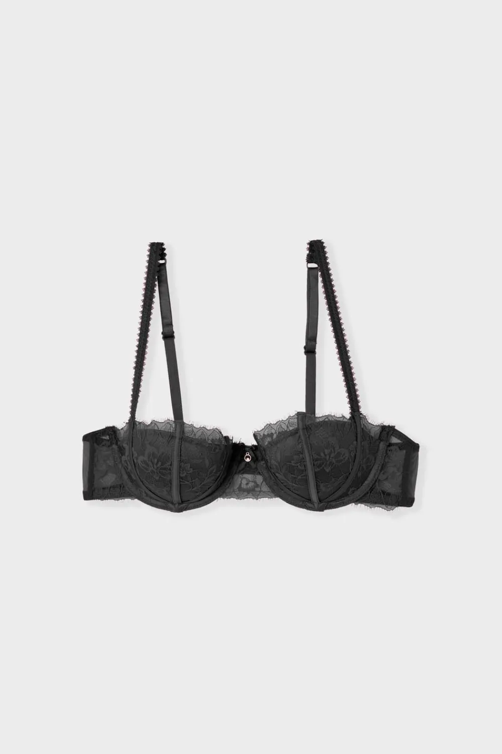 New ETAM Sujetador balconnet push-up de tul y satén NEGRO