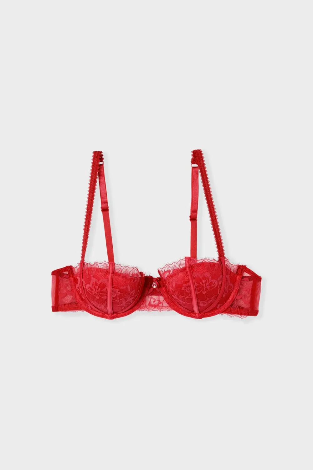 Hot ETAM Sujetador balconnet push-up de tul y satén ROJO