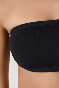 ETAM Sujetador bandeau con aros de algodón orgánico elástico NEGRO