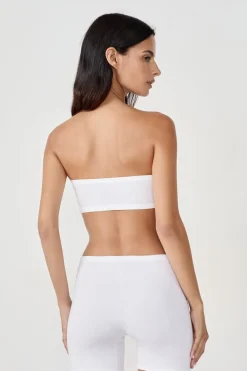 Discount ETAM Sujetador bandeau con aros de algodón orgánico elástico BLANCO