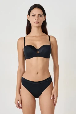 ETAM Sujetador bandeau con finas copas y tirantes desmontables NEGRO