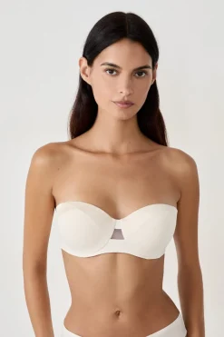 Discount ETAM Sujetador bandeau con finas copas y tirantes desmontables CRUDO