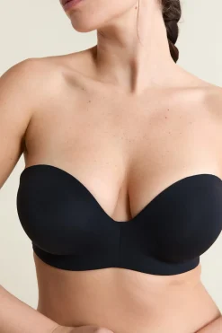 New ETAM Sujetador bandeau, copas C-E, tirantes desmontables NEGRO