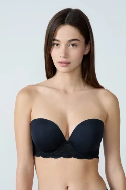 New ETAM Sujetador bandeau de copas finas NEGRO