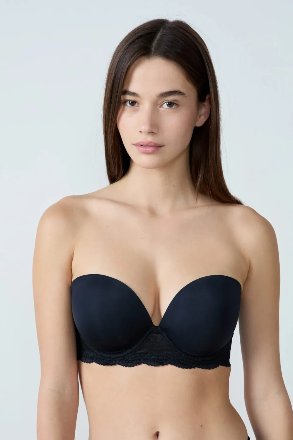 New ETAM Sujetador bandeau de copas finas NEGRO