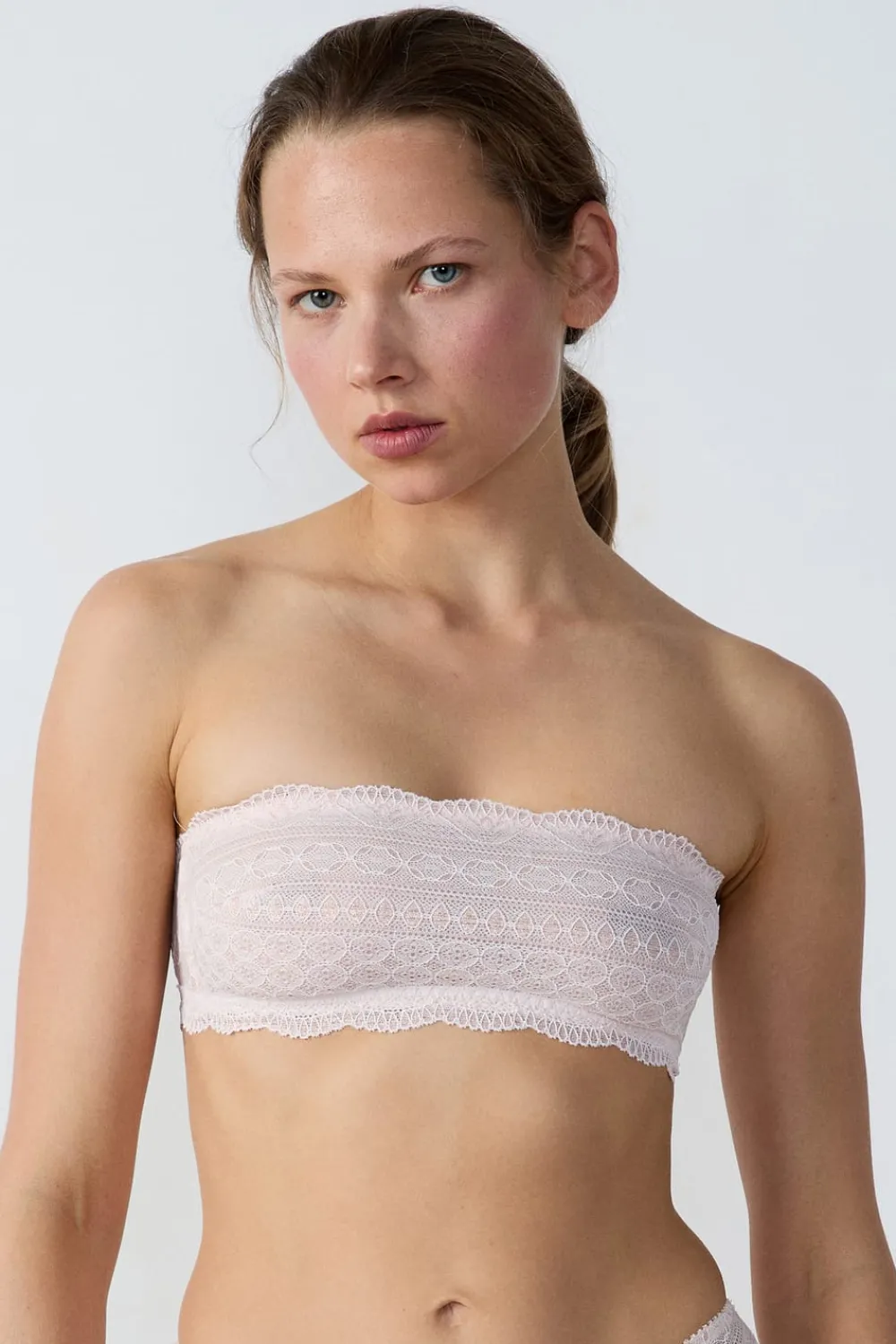 Outlet ETAM Sujetador bandeau de encaje ROSA EMPOLVADO