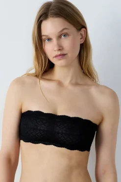 ETAM Sujetador bandeau de encaje NEGRO