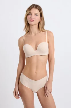 Sale ETAM Sujetador bandeau de microfibra con tirantes desmontables BLANCO ROTO