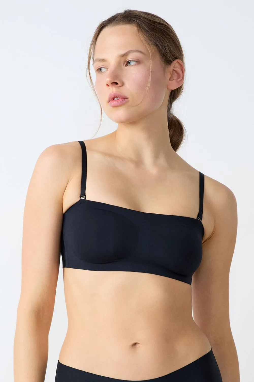 New ETAM Sujetador bandeau de microfibra con aros NEGRO