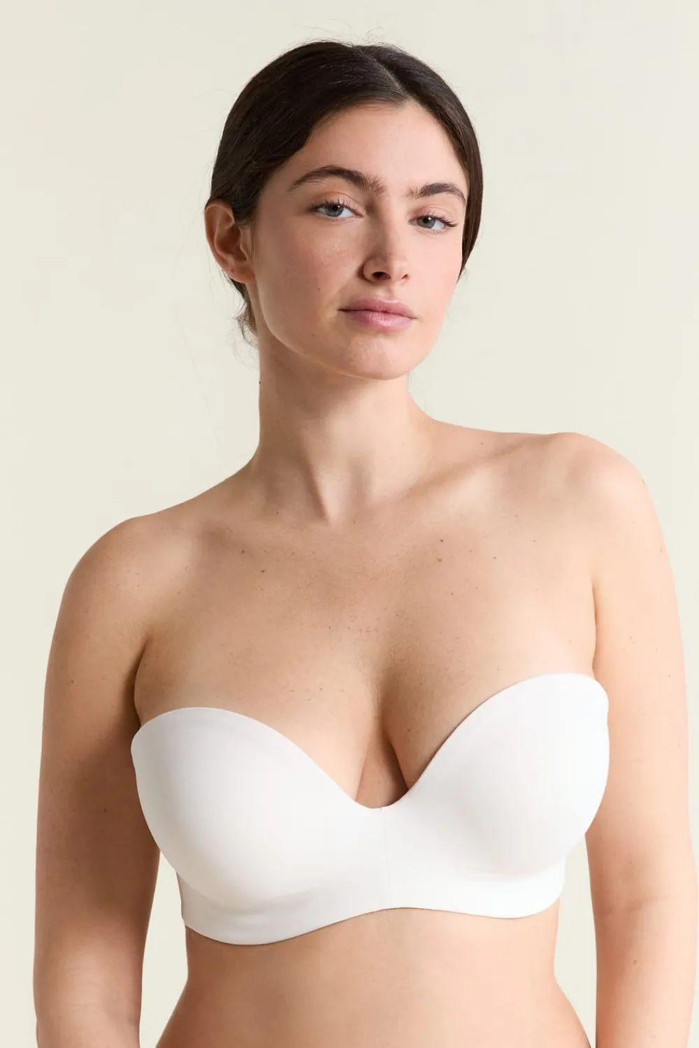 ETAM Sujetador bandeau de microfibra, tirantes desmontables, copa D CRUDO