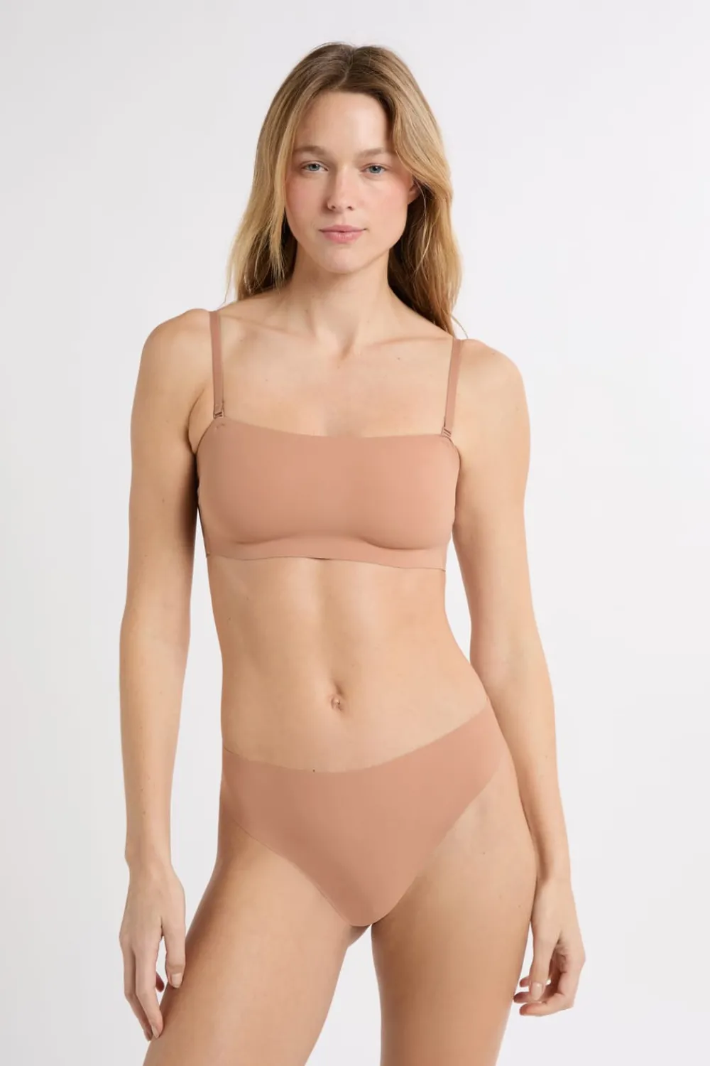 Discount ETAM Sujetador bandeu de microfibra con tirantes removibles BLUSH