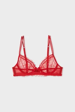 New ETAM Sujetador clásico de encaje con tirantes dobles ROJO
