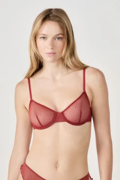 Outlet ETAM Sujetador clásico de tul TERRACOTTA