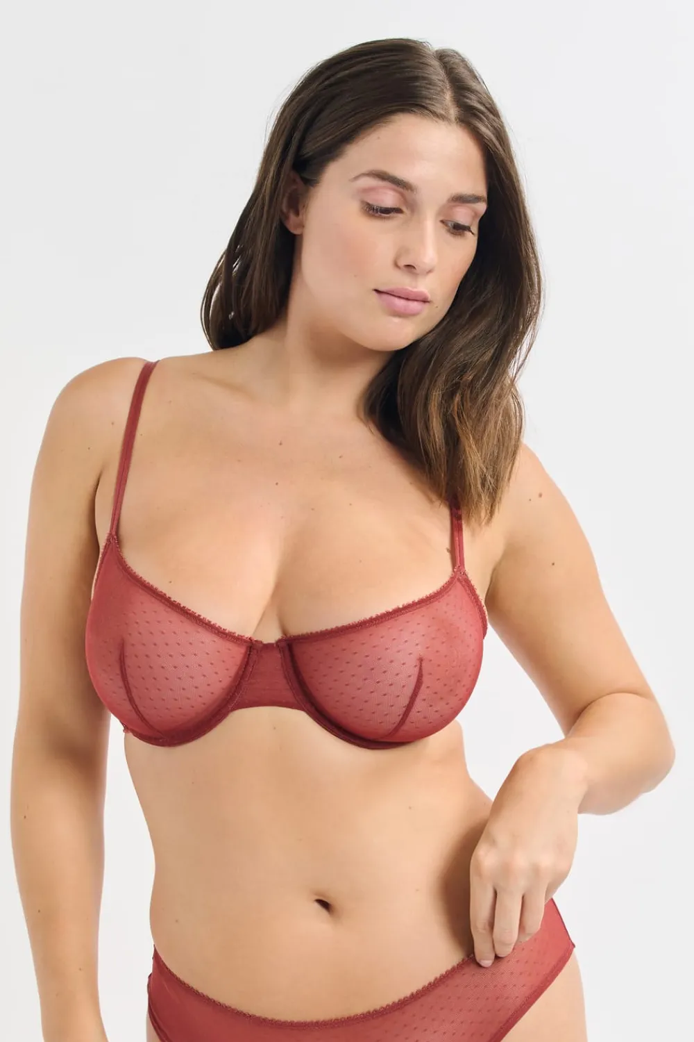 Outlet ETAM Sujetador clásico de tul TERRACOTTA