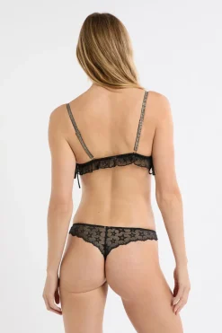 Sale ETAM Sujetador de encaje con detalle de estrella NEGRO