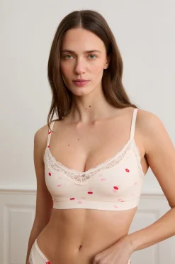 Sale ETAM Sujetador de microfibra con estampado de besos IMP FOND ROSA