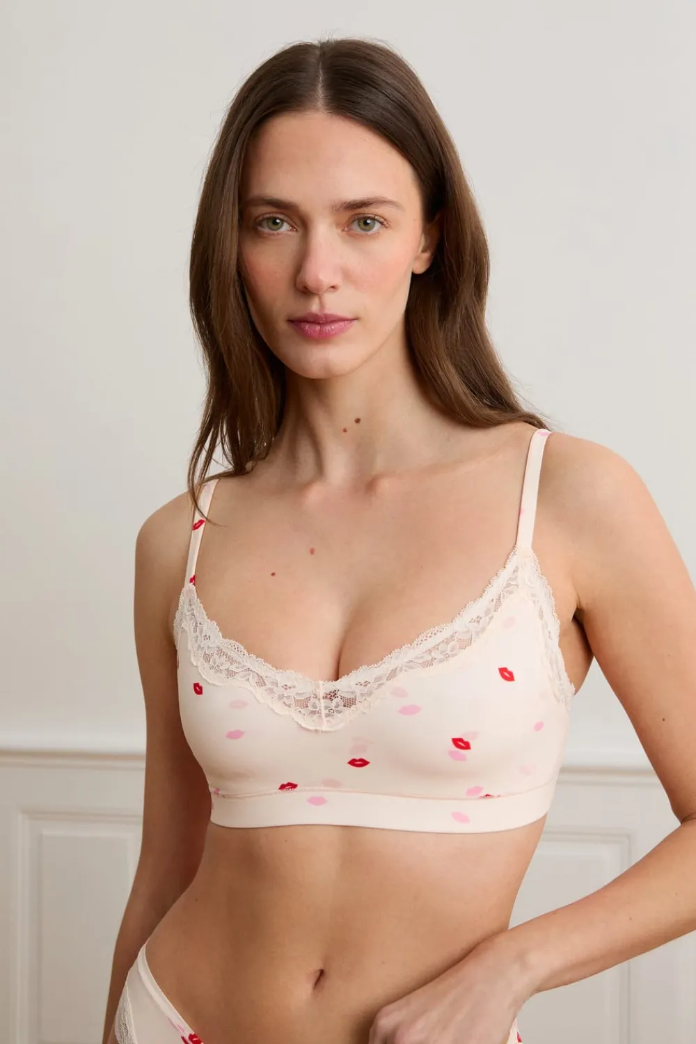 Sale ETAM Sujetador de microfibra con estampado de besos IMP FOND ROSA