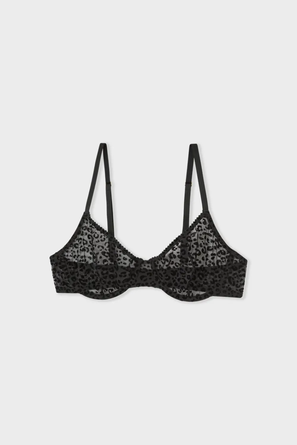 Sale ETAM Sujetador de tul con estampado de leopardo NEGRO