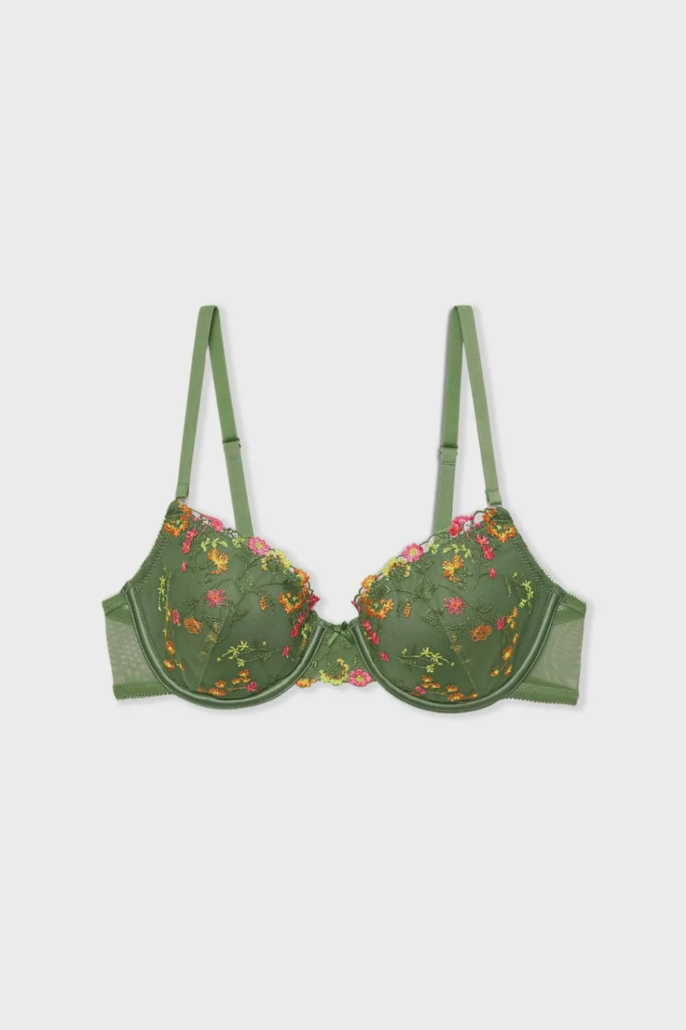 Sale ETAM Sujetador N. 4 - Sujetador de copa fina con bordado de flores VERDE