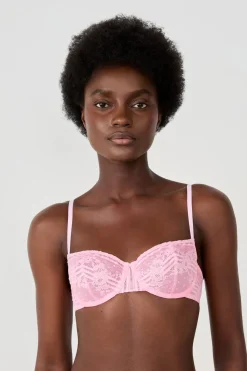 Outlet ETAM Sujetador N. 9 - Balconet de encaje ROSA CARAMELO