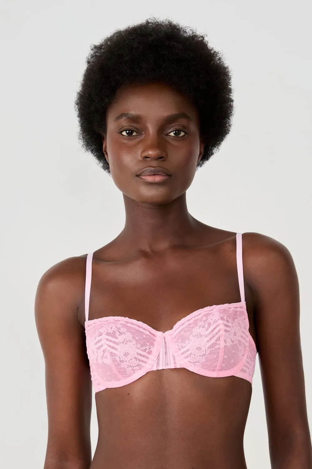 Outlet ETAM Sujetador N. 9 - Balconet de encaje ROSA CARAMELO