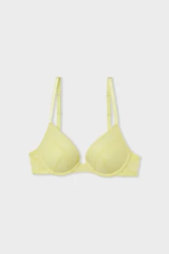 Clearance ETAM Sujetador N.º 2 - El push-up escote pronunciado con bordado AMARILLO PÁLIDO.