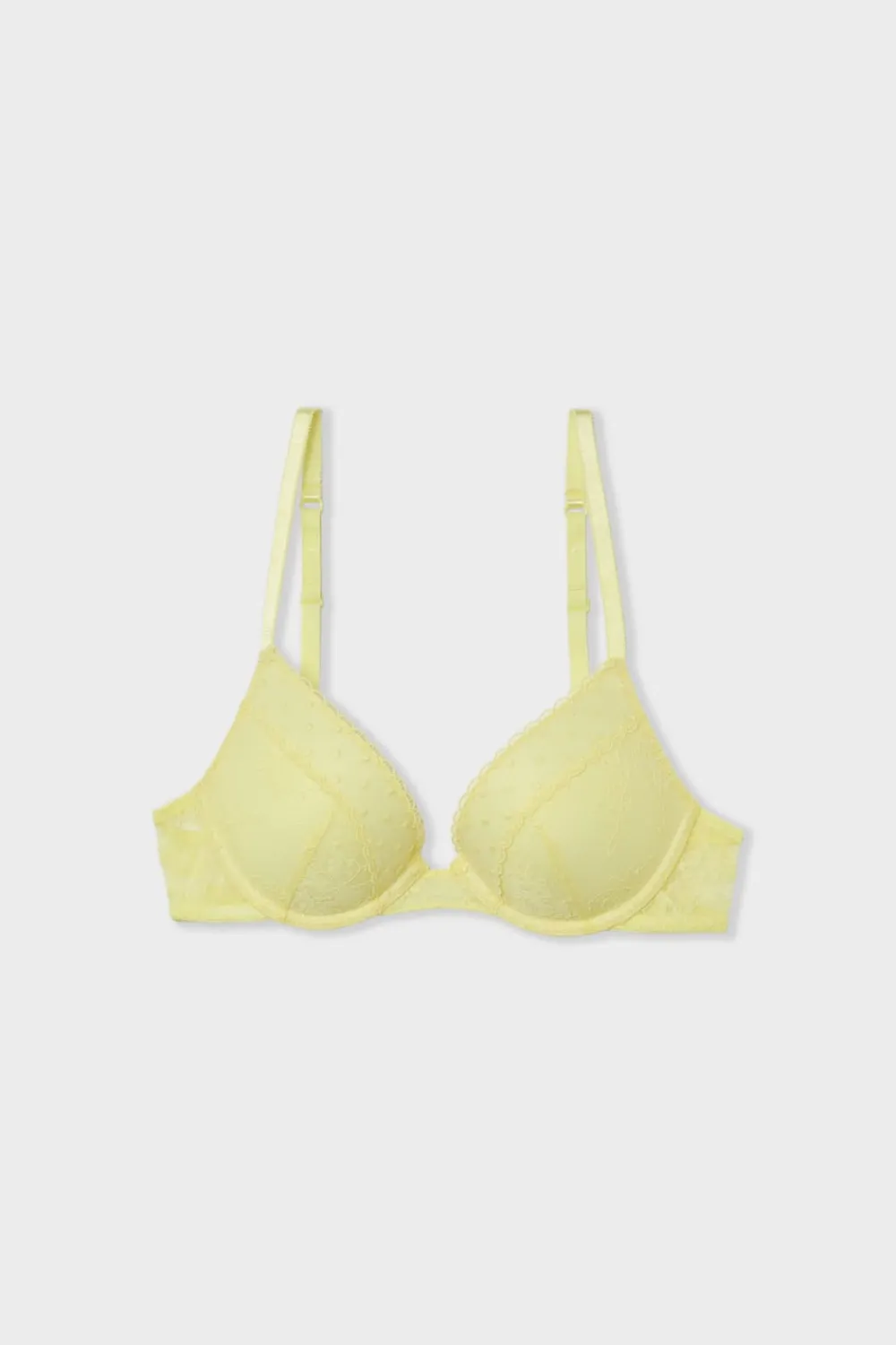 Clearance ETAM Sujetador N.º 2 - El push-up escote pronunciado con bordado AMARILLO PÁLIDO.