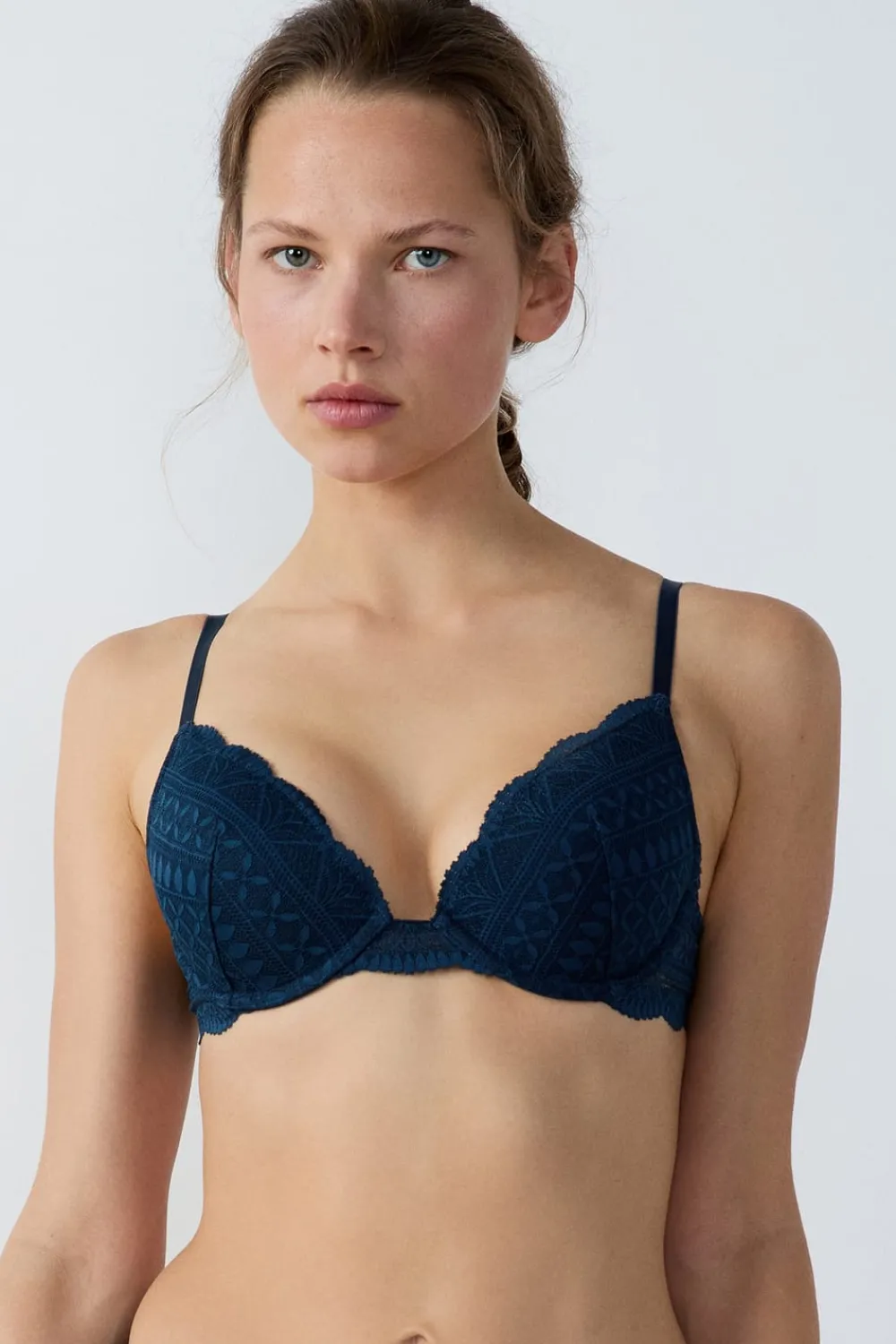 New ETAM Sujetador Nº 2 - Push up escote pronunciado AZUL TINTA