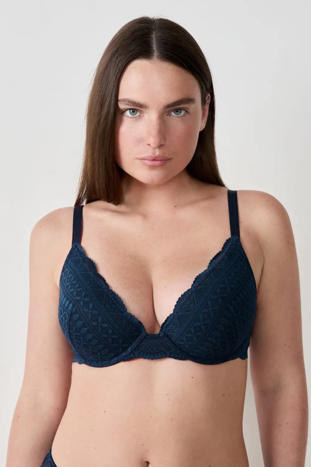 New ETAM Sujetador Nº 2 - Push up escote pronunciado AZUL TINTA