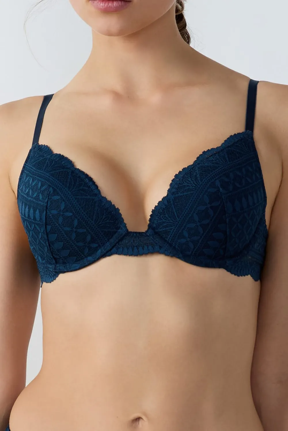 New ETAM Sujetador Nº 2 - Push up escote pronunciado AZUL TINTA