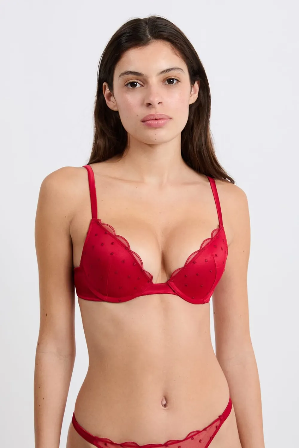 Discount ETAM Sujetador N. 2 - Push-up escotado con detalles bordados ROJO