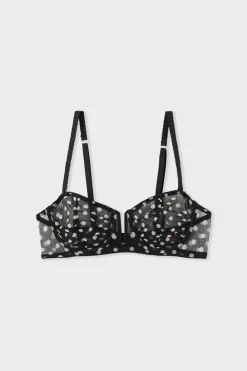 Discount ETAM Sujetador N.9 - Balconet con lunares IMP FD NEGRO
