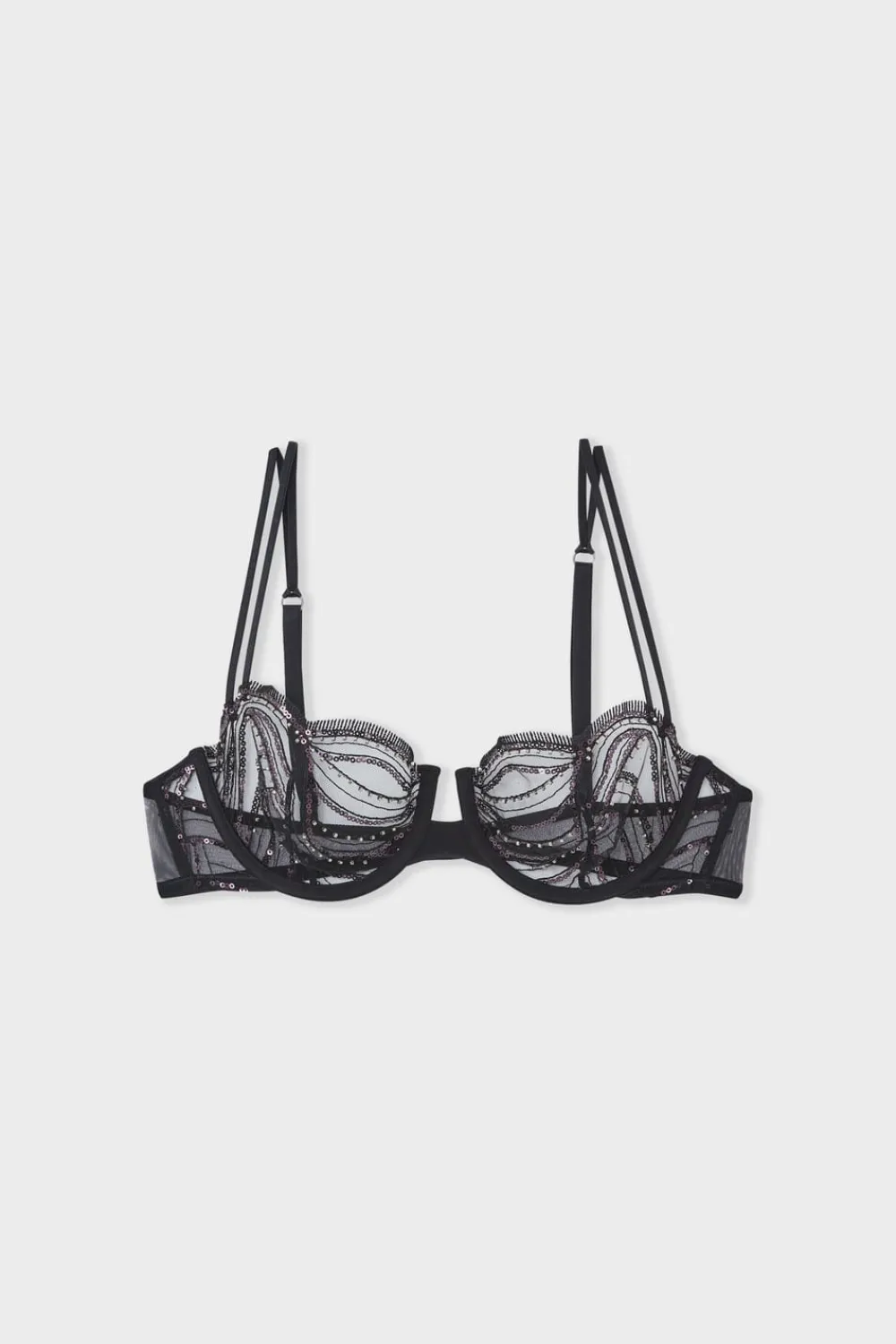 Hot ETAM Sujetador N.9 - Balconette con bordado perlado NEGRO