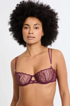 Outlet ETAM Sujetador N.9 - Balconnet con bordado floral MORADO