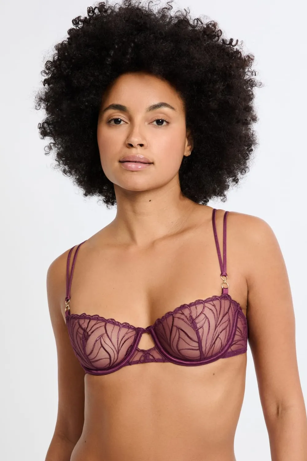 Outlet ETAM Sujetador N.9 - Balconnet con bordado floral MORADO
