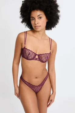 Outlet ETAM Sujetador N.9 - Balconnet con bordado floral MORADO