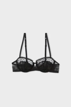 Outlet ETAM Sujetador N.9 - Balconnet con bordado NEGRO