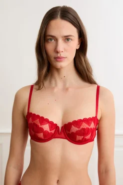 Online ETAM Sujetador N.9 - Balconnet con bordado de corazones ROJO
